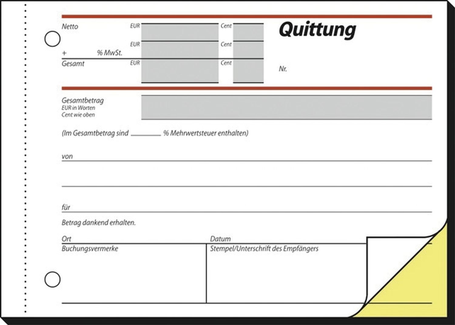 Quittungen mit Sicherheitsdruck - A6 quer, SD, MP, 2 x 40 Blatt Quittungen mit Sicherheitsdruck - A6 quer, SD, MP, 2 x 40 Blatt