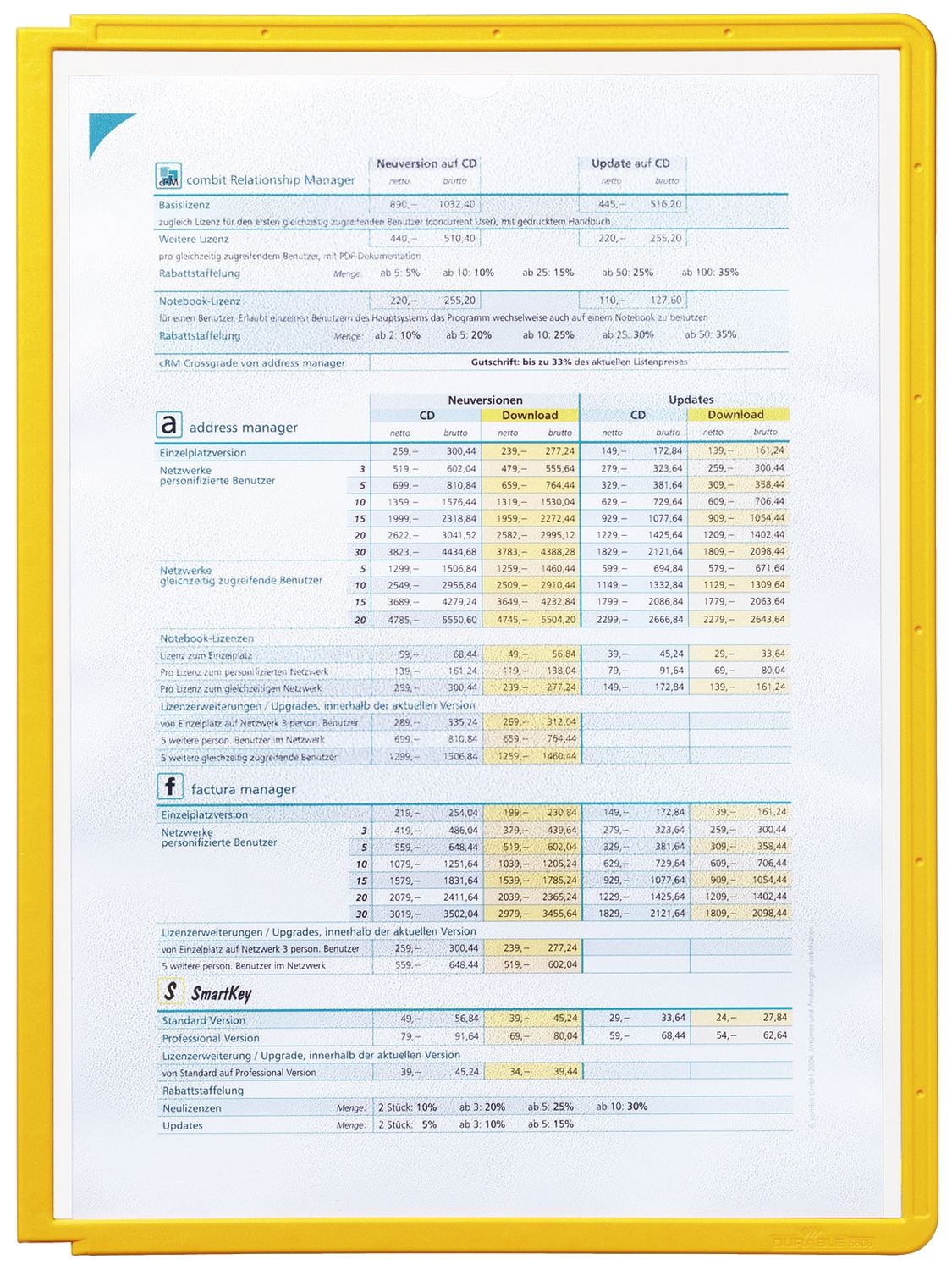 Sichttafel SHERPA® PANEL A4, gelb Sichttafel SHERPA® PANEL A4, gelb