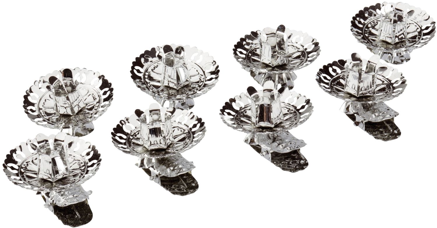 Weihnachtsschmuck Christbaumkerzenhalter - Ø 15 mm, silber, 10 Stück Weihnachtsschmuck Christbaumkerzenhalter - Ø 15 mm, silber, 10 Stück