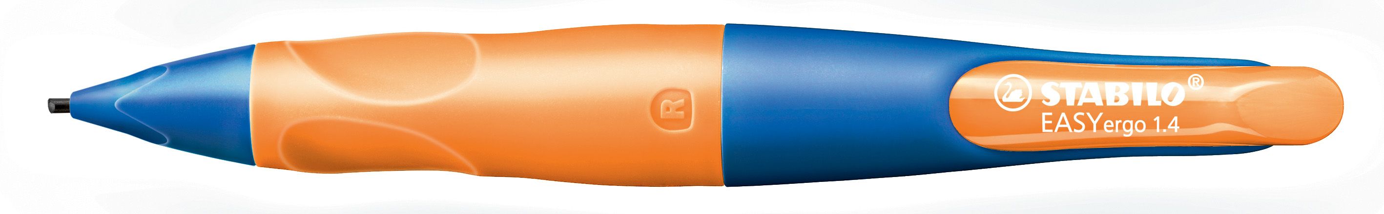 Ergonomischer Druck-Bleistift für Rechtshänder - EASYergo 1.4 in ultramarinblau/neonorange - Einzelstift - inklusive 3 dünner Minen - Härtegrad HB Ergonomischer Druck-Bleistift für Rechtshänder - EASYergo 1.4 in ultramarinblau/neonorange - Einzelstift - inklusive 3 dünner Minen - Härtegrad HB