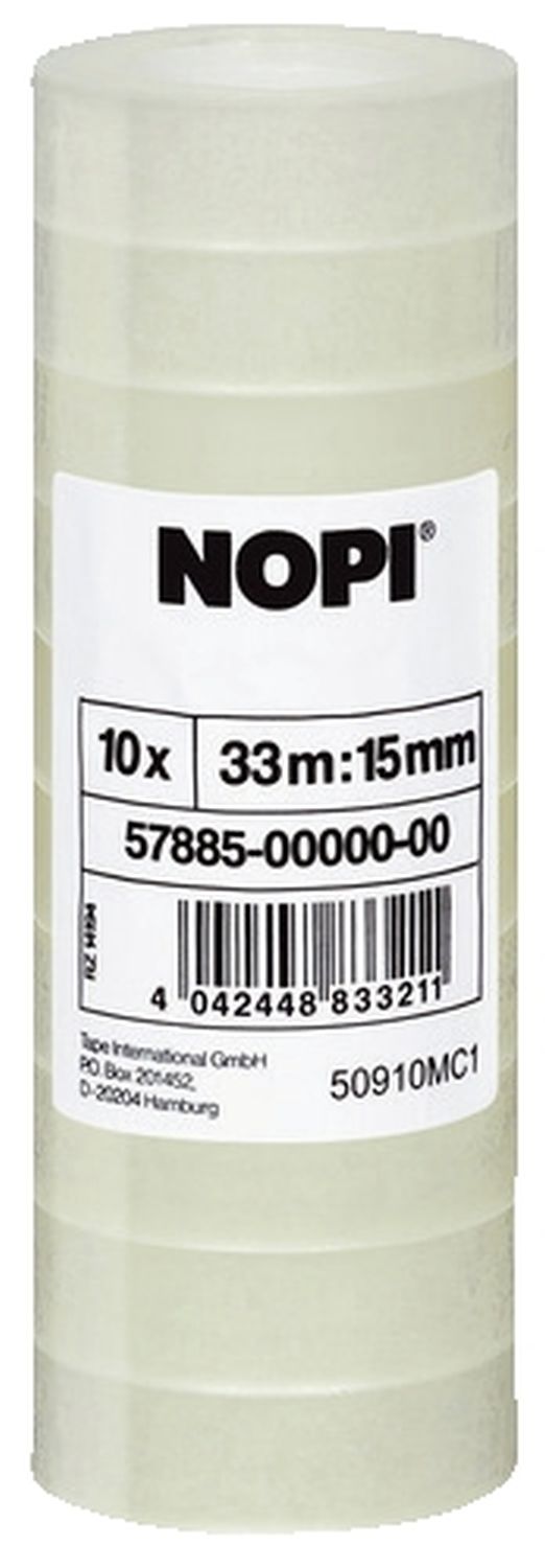 Klebefilm NOPI® transparent, PP, unsichtbar, Bandgröße (L x B): 33 m x 15 mm