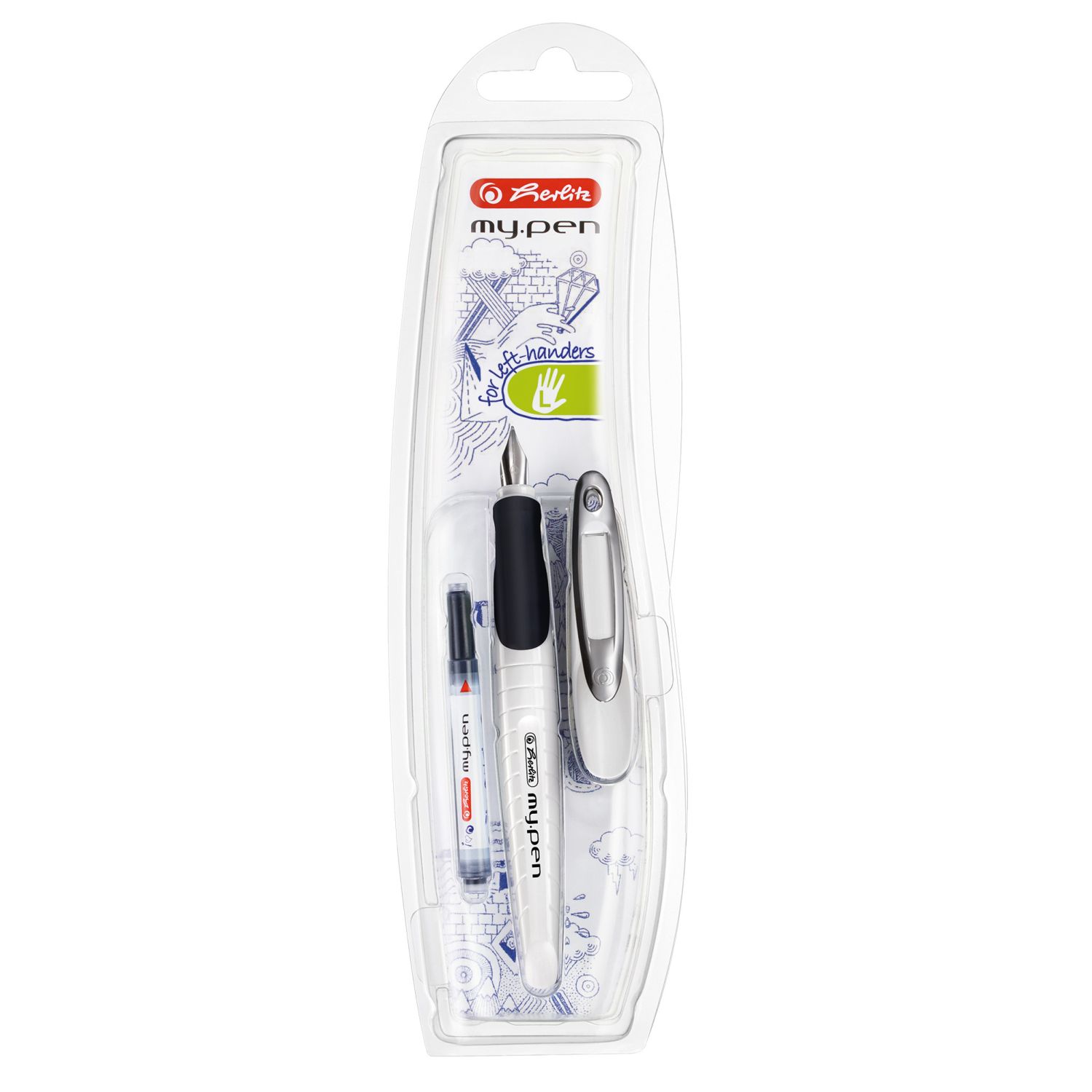 Füllhalter my.pen - L-Feder, weiß/schwarz