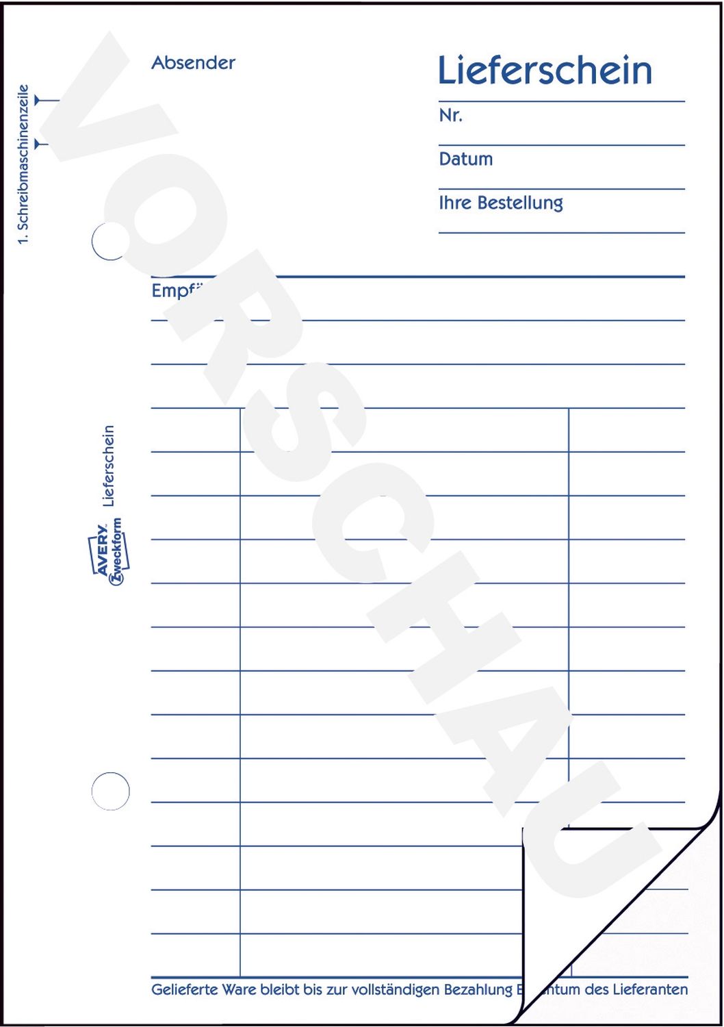 724 Lieferschein, DIN A6, vorgelocht, 2 x 50 Blatt, weiß