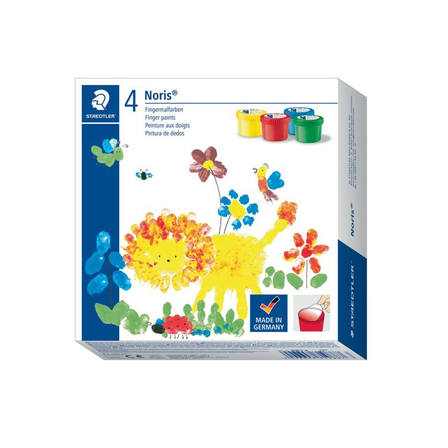 Fingerfarbe Noris Club®, sortiert, Kunststoff-Töpfchen - 4 x 100 ml Fingerfarbe Noris Club®, sortiert, Kunststoff-Töpfchen - 4 x 100 ml
