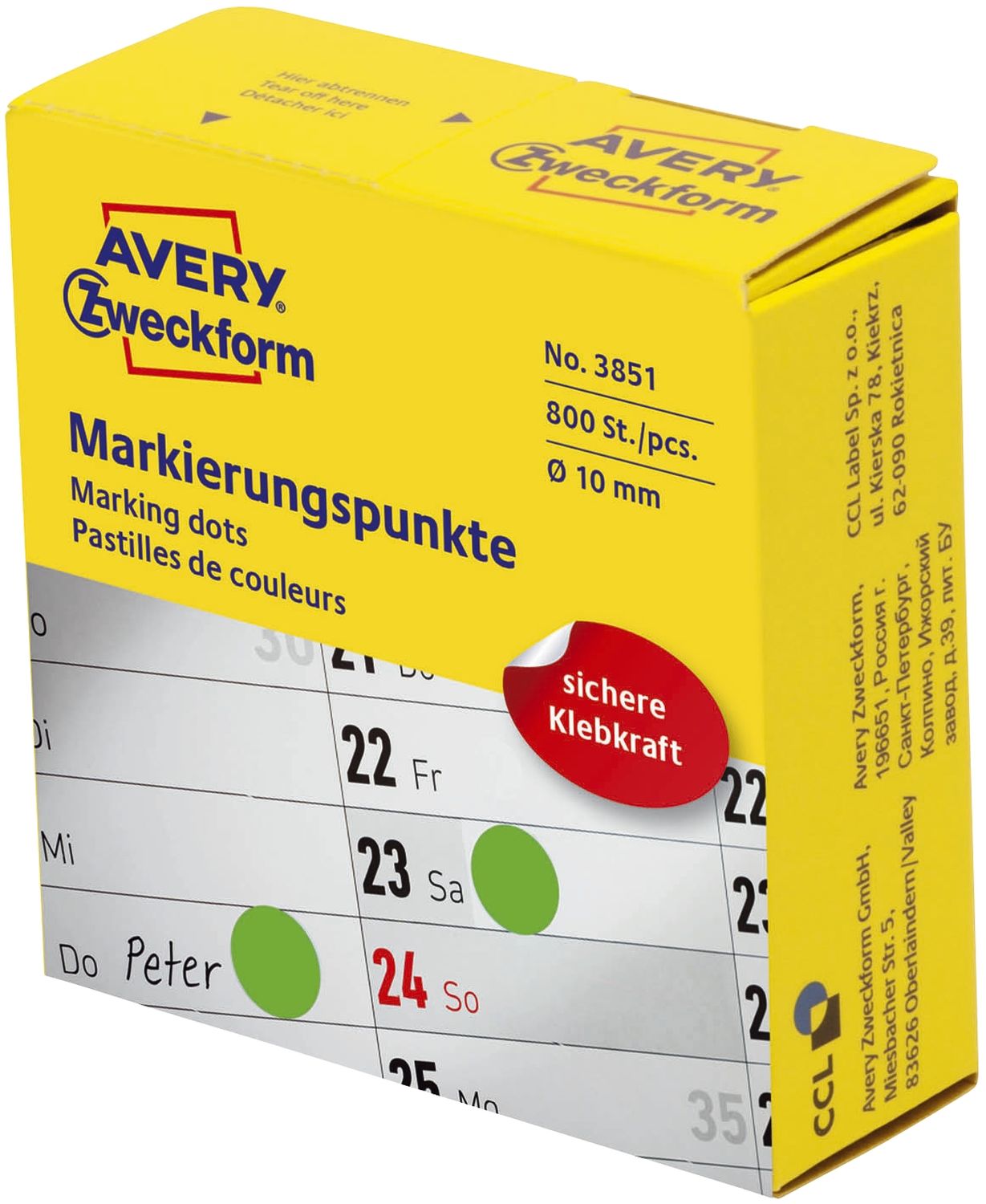 3853 Markierungspunkte - Ø 10 mm, Spender mit 800 Etiketten, grün 3853 Markierungspunkte - Ø 10 mm, Spender mit 800 Etiketten, grün