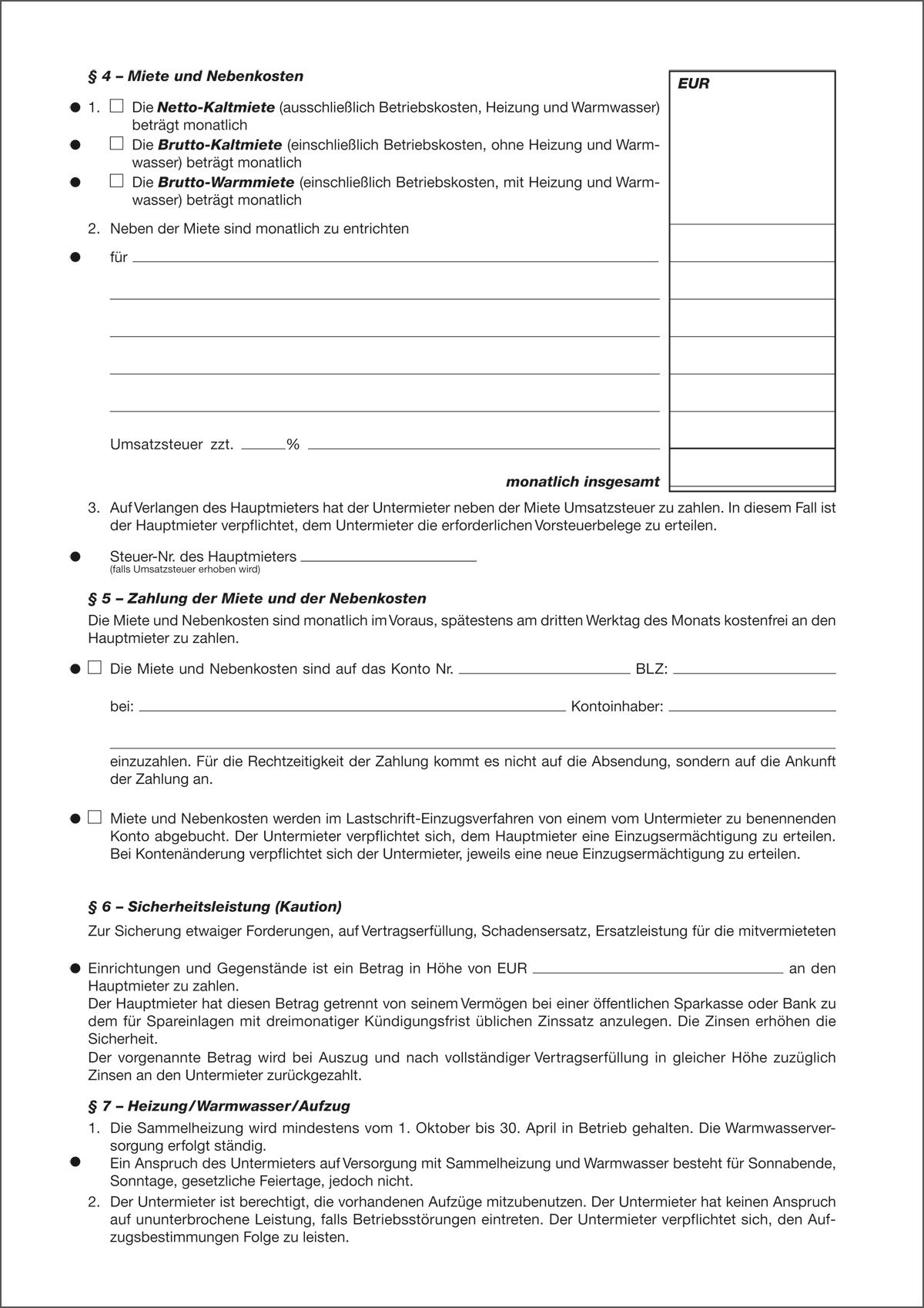 Untermietvertrag für Gewerberäume, 4 Seiten, gefalzt auf DIN A4 Untermietvertrag für Gewerberäume, 4 Seiten, gefalzt auf DIN A4