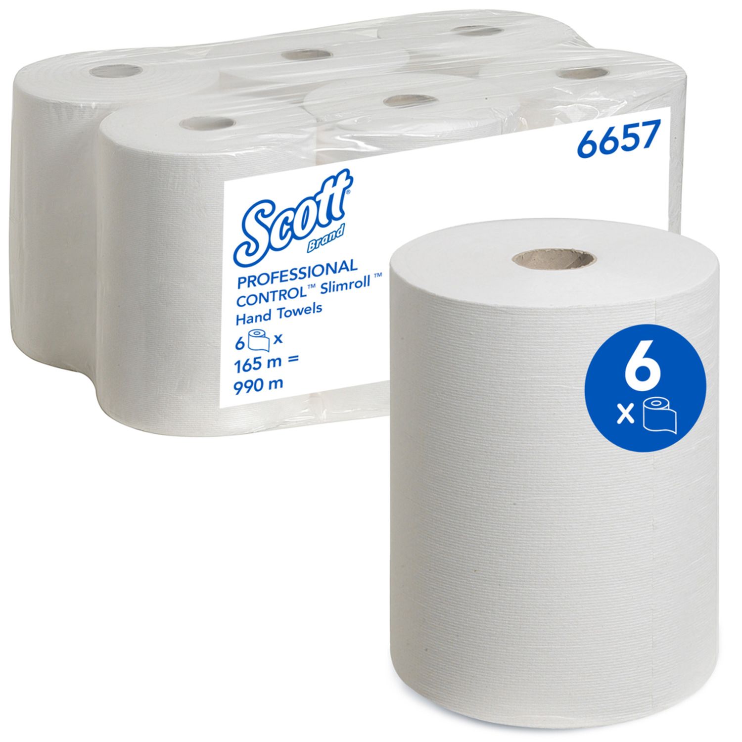 Rollenhandtuch Slimroll, 1-lagig, weiß, 6 Rollen a 165 m Rollenhandtuch Slimroll, 1-lagig, weiß, 6 Rollen a 165 m