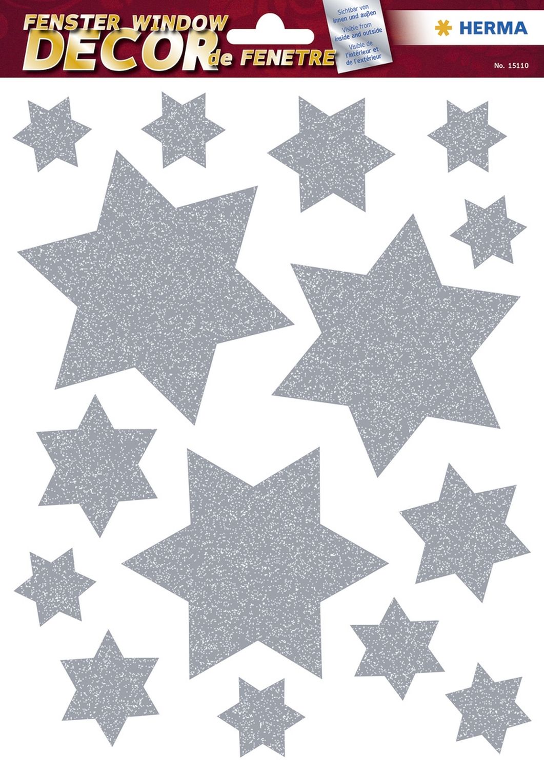 15110 Fensterbilder Sterne silber - 15 Stück