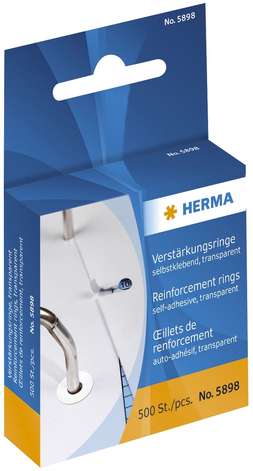 5898 Verstärkungsringe selbstklebend auf Rolle Ø 12 mm transparent 500 St. 5898 Verstärkungsringe selbstklebend auf Rolle Ø 12 mm transparent 500 St.