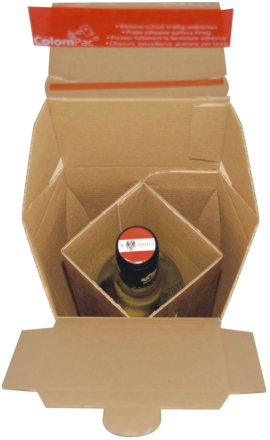Flaschenkarton mit Selbstklebeverschluss - für 1 Flaschen Flaschenkarton mit Selbstklebeverschluss - für 1 Flaschen