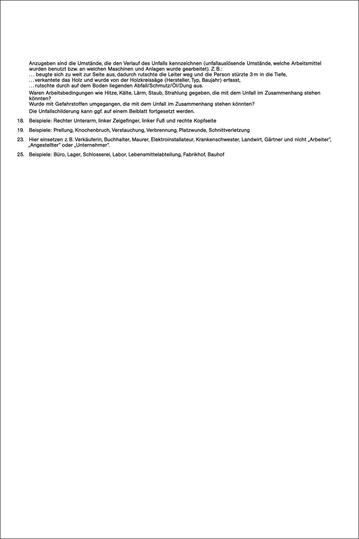 Unfallanzeige für Arbeitsunfall - SD, 1 x 5 Blatt, DIN A4, + 1 Seite Hinweise Unfallanzeige für Arbeitsunfall - SD, 1 x 5 Blatt, DIN A4, + 1 Seite Hinweise
