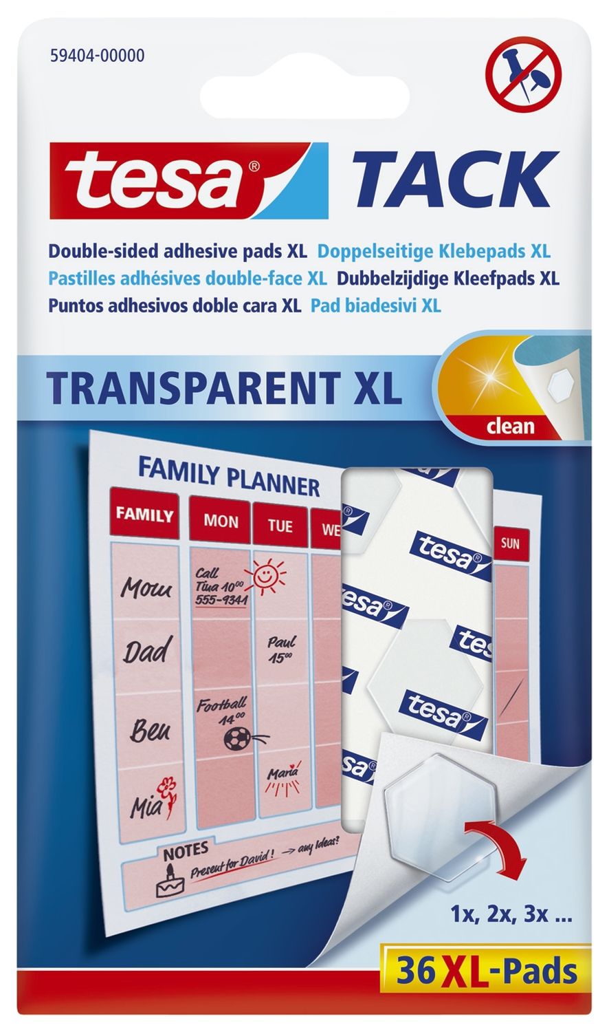 Tack® Klebestücke - 36 Pads XL, ablösbar, transparent Tack® Klebestücke - 36 Pads XL, ablösbar, transparent