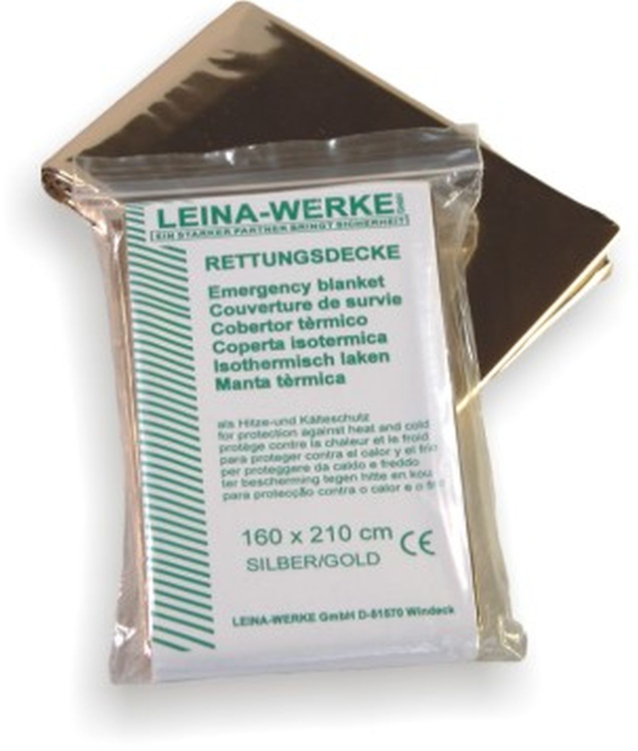 Rettungsdecke Leina-Werke 43000 160 x 210 cm, silber/gold Rettungsdecke Leina-Werke 43000 160 x 210 cm, silber/gold