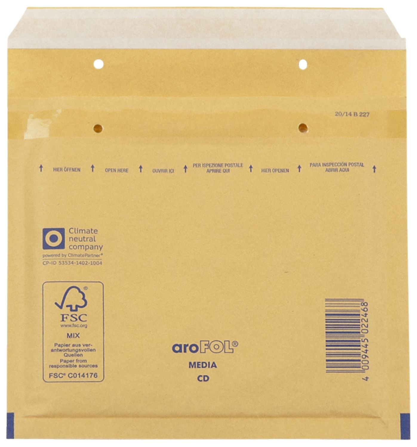 Luftpolstertaschen CD, 180x165 mm, goldgelb/braun, 100 Stück Luftpolstertaschen CD, 180x165 mm, goldgelb/braun, 100 Stück