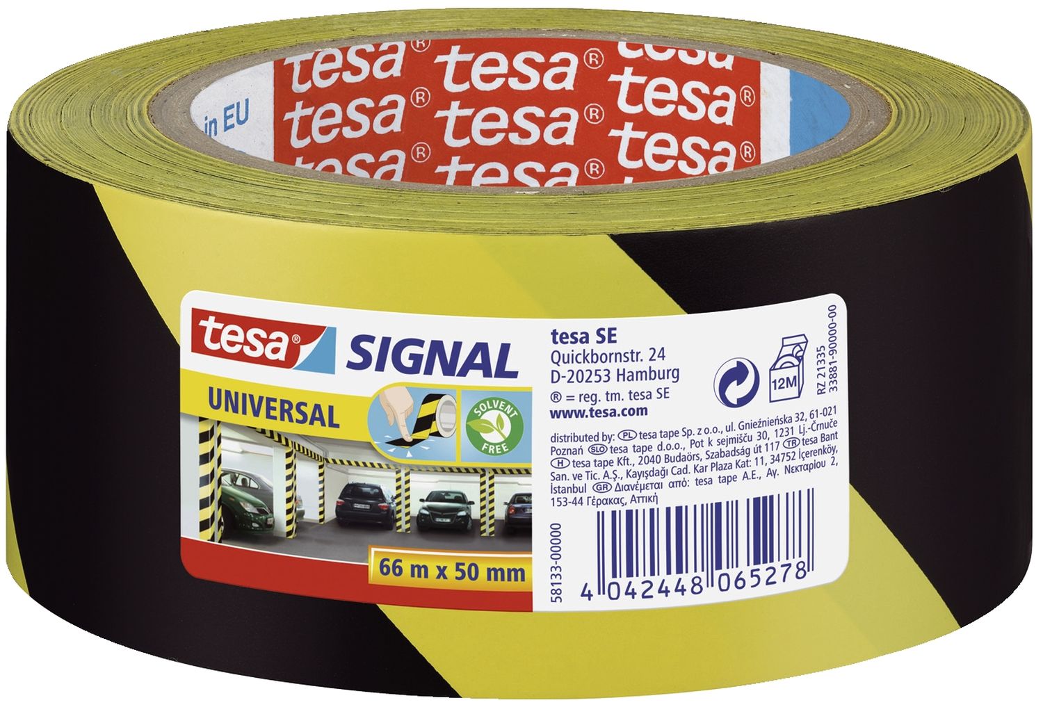 Markierungsklebeband Universal tesa® 58133, gelb/schwarz, 66 mm x 50 m Markierungsklebeband Universal tesa® 58133, gelb/schwarz, 66 mm x 50 m