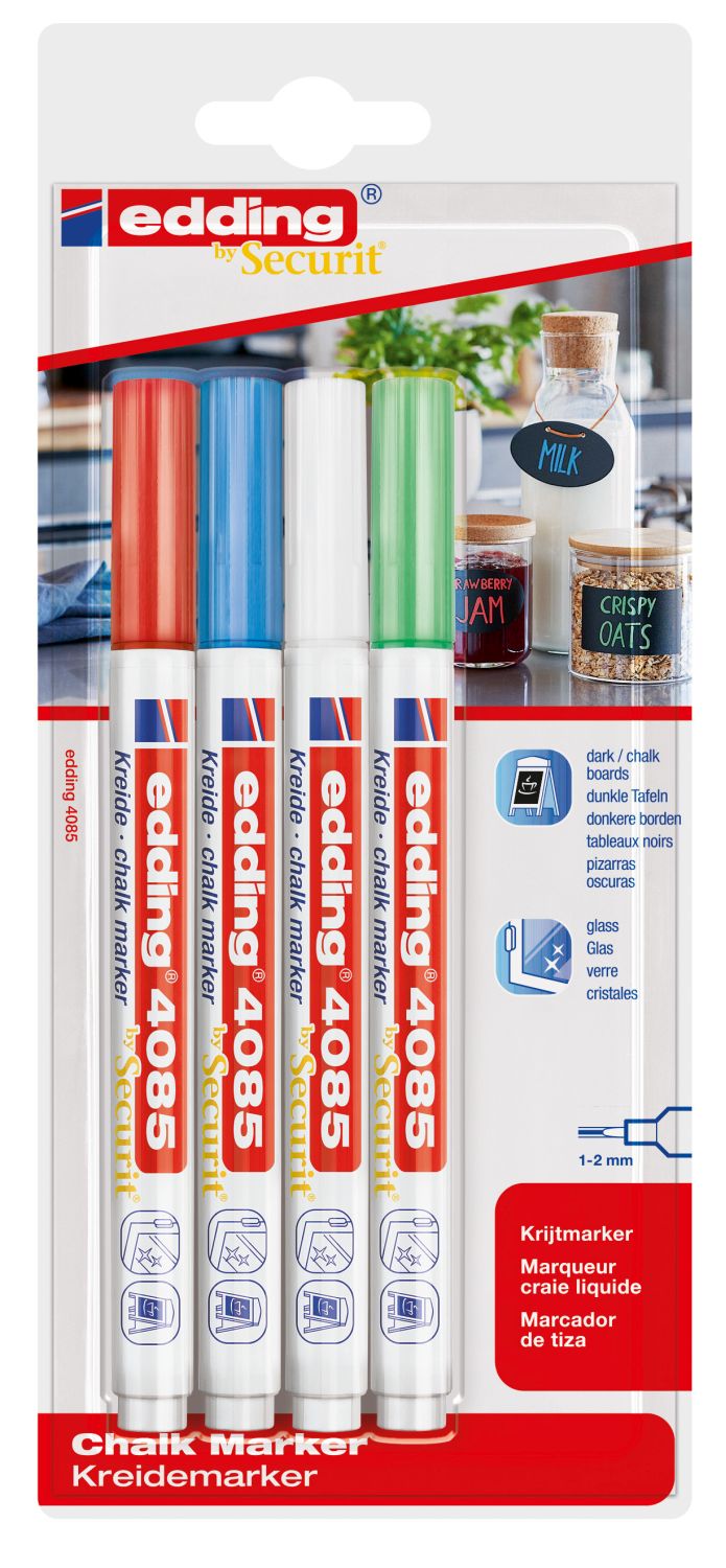 4085 Kreidemarker - 1 - 2 mm, 4er Bister, basic sortiert 4085 Kreidemarker - 1 - 2 mm, 4er Bister, basic sortiert