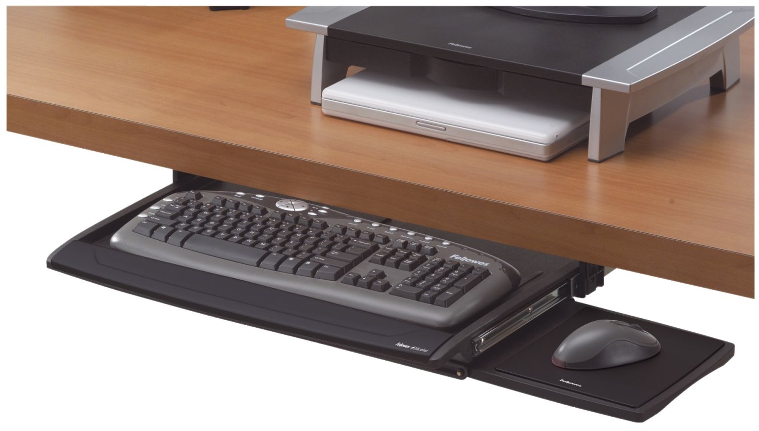 Verstellbare Tastaturschublade mit Mausablage Verstellbare Tastaturschublade mit Mausablage