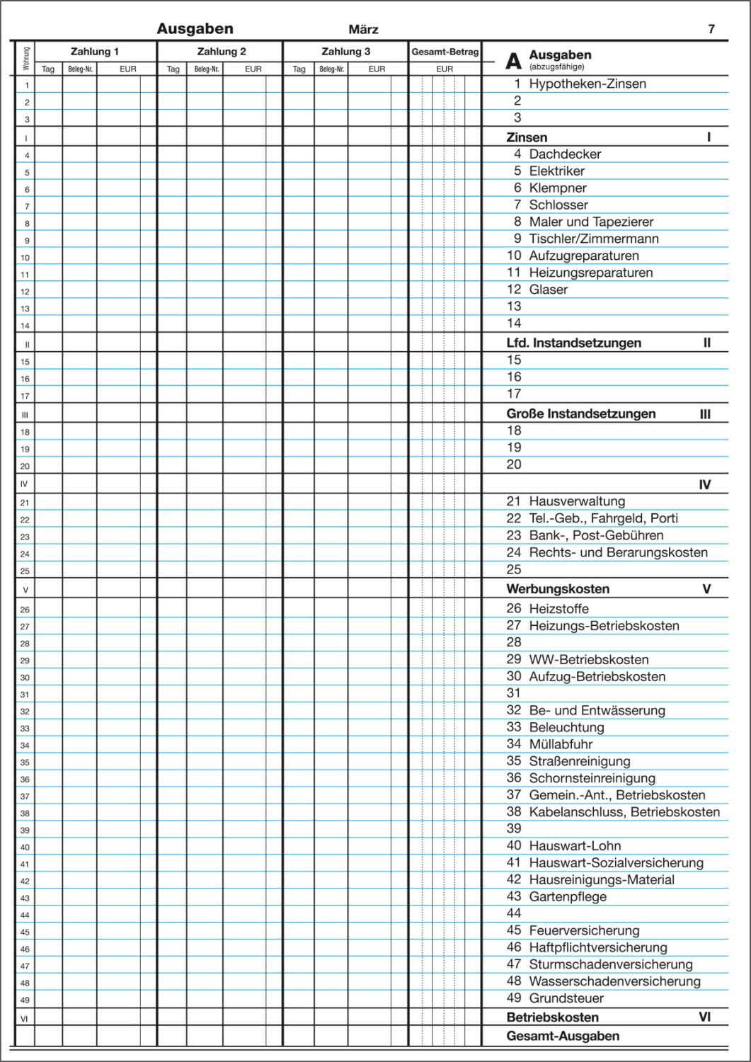 Reimers Hausbuch, 1 Seite für 1 Monat, mit Jahreszusammenstellung, DIN A4 Reimers Hausbuch, 1 Seite für 1 Monat, mit Jahreszusammenstellung, DIN A4