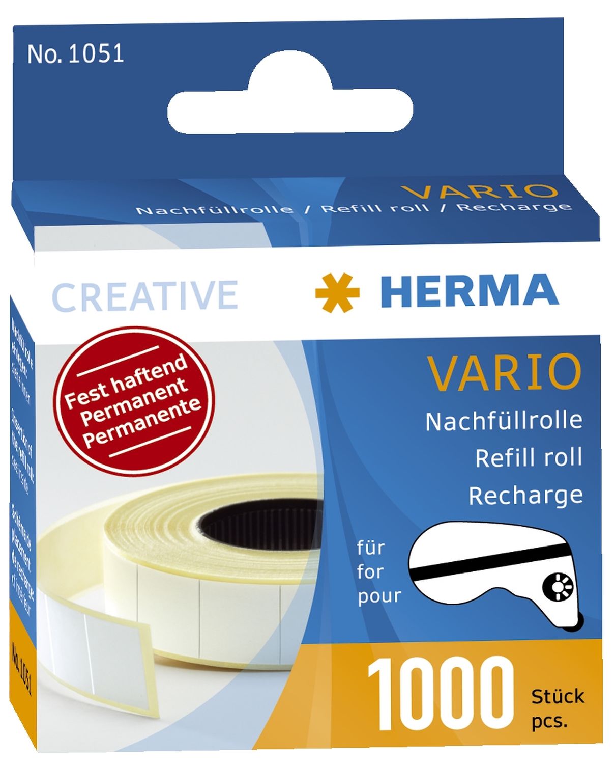 1051 Nachfüllrolle Vario - 1000 selbstklebende Klebestücke, fest haftend 1051 Nachfüllrolle Vario - 1000 selbstklebende Klebestücke, fest haftend