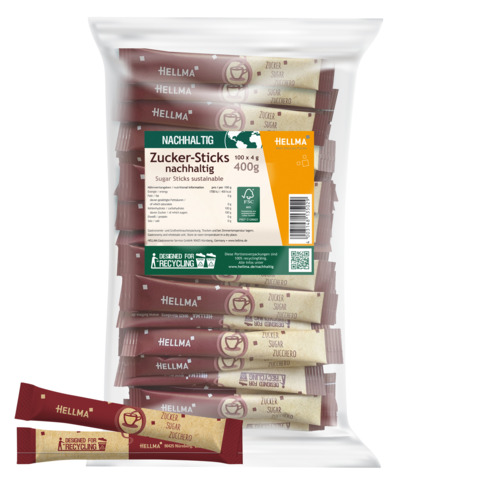Zuckersticks Hellma 60000060, weißer Zucker, 100 Portionen à 4 g, 400 g