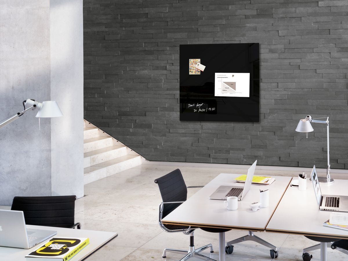 Glas-Magnetboard Artverum - schwarz, 100 x 100 cm Glas-Magnetboard Artverum - schwarz, 100 x 100 cm