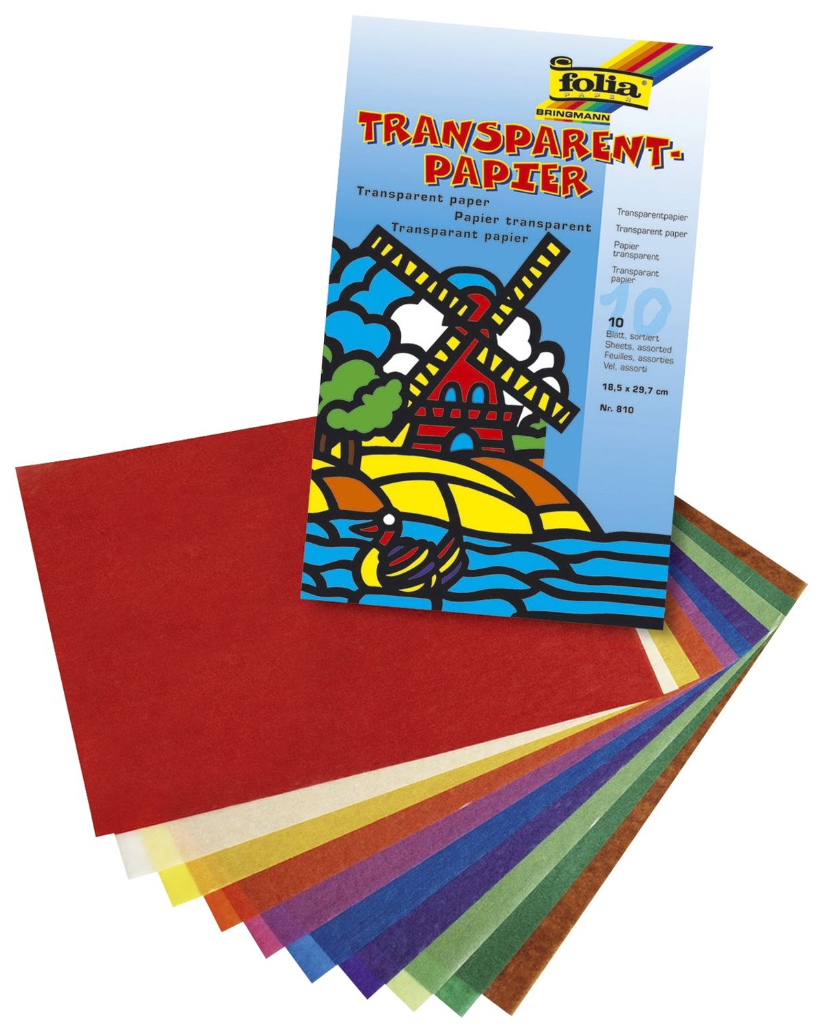 Transparentpapier - Mappe, 18,5 x 29,7 cm, 42 g/qm, 10 Farben sortiert