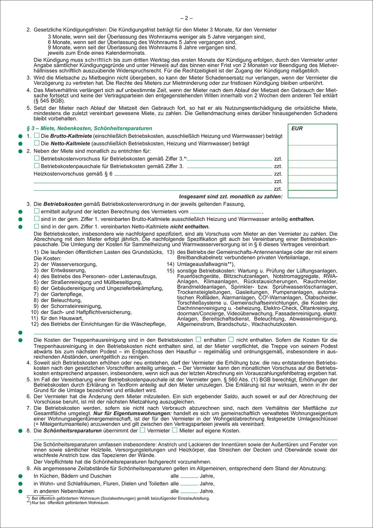 Mietverträge für Wohnungen - ausführliche Fassung, 6 Seiten, DIN A4 Mietverträge für Wohnungen - ausführliche Fassung, 6 Seiten, DIN A4