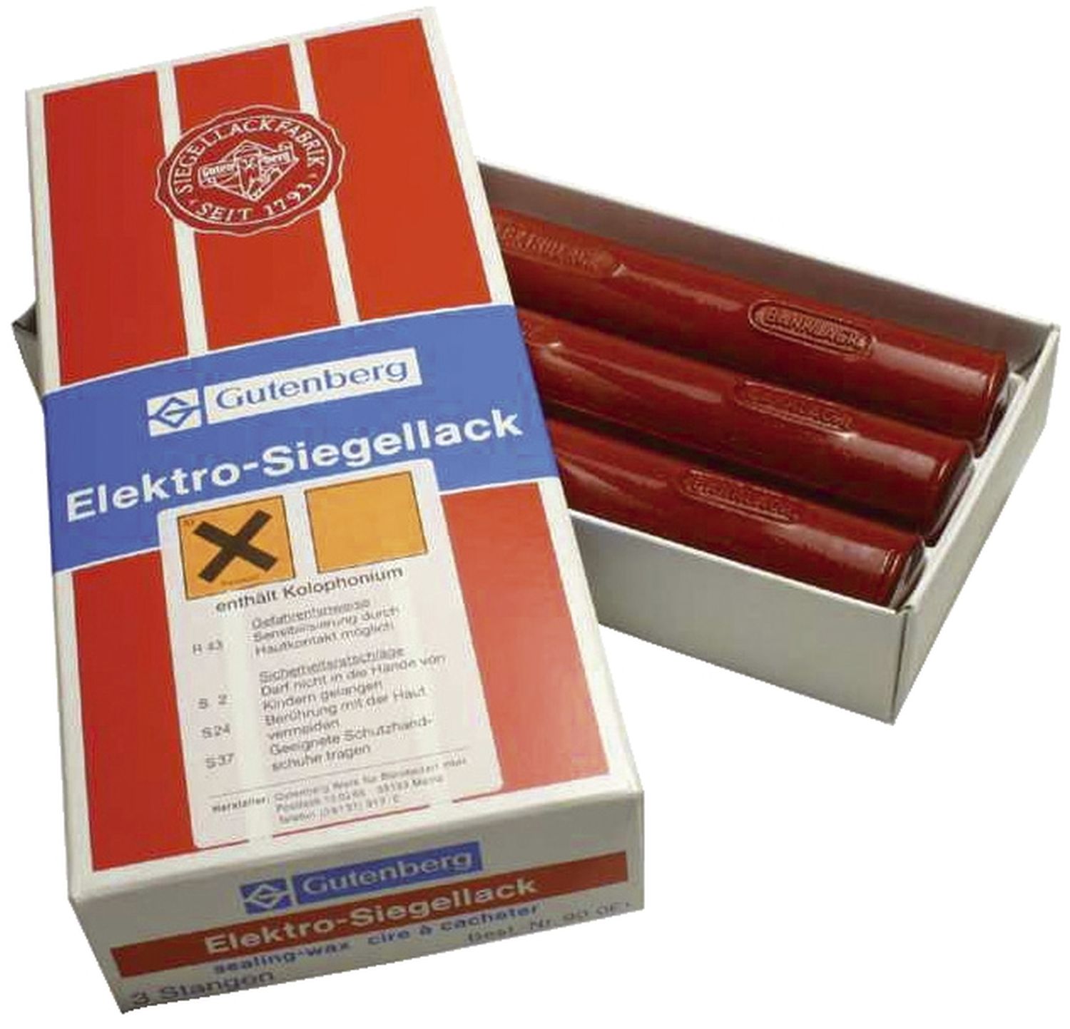 Siegellack für Elektro-Siegelstift - 3 Stangen, zinnoberrot Siegellack für Elektro-Siegelstift - 3 Stangen, zinnoberrot