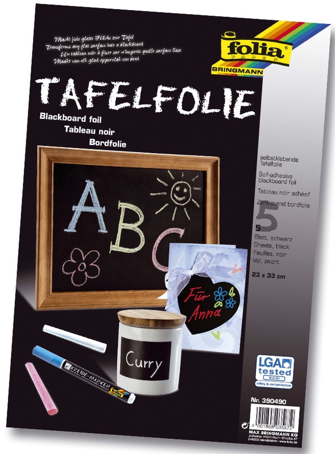 Tafelfolie - 23 x 33 cm, selbstklebend, schwarz Tafelfolie - 23 x 33 cm, selbstklebend, schwarz