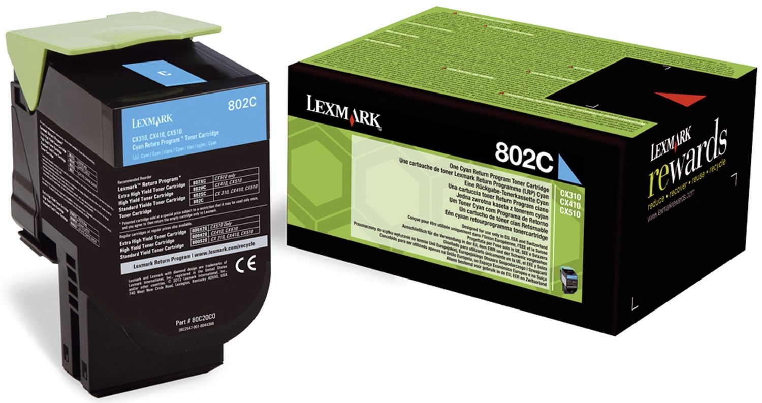 Original Lexmark Toner-Kit cyan return program (0080C20C0,080C20C0,80C20C0,802C,NO802C)