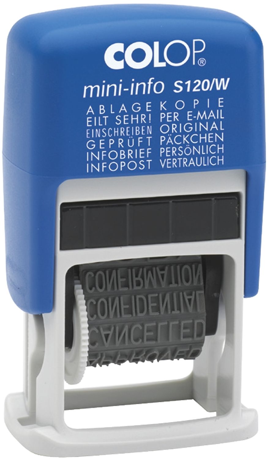 Mini-Dater - Wortbandstempel mit 12 Texten Mini-Dater - Wortbandstempel mit 12 Texten