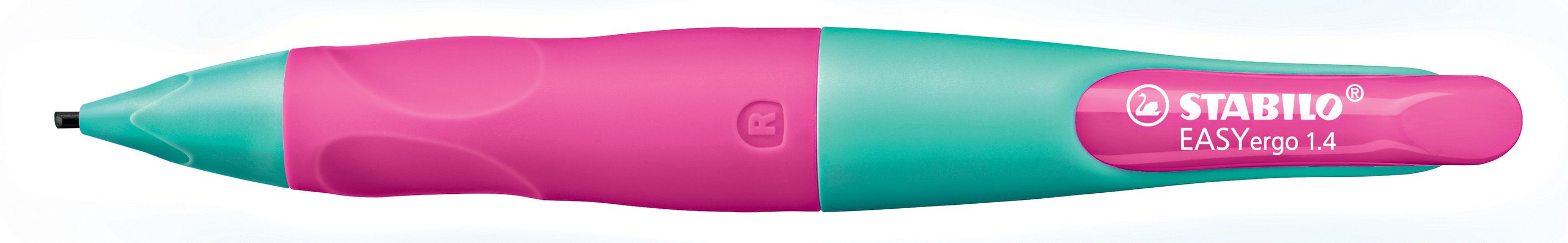 Ergonomischer Druck-Bleistift für Rechtshänder - EASYergo 1.4 in türkis/neonpink - Einzelstift - inklusive 3 dünner Minen - Härtegrad HB Ergonomischer Druck-Bleistift für Rechtshänder - EASYergo 1.4 in türkis/neonpink - Einzelstift - inklusive 3 dünner Minen - Härtegrad HB