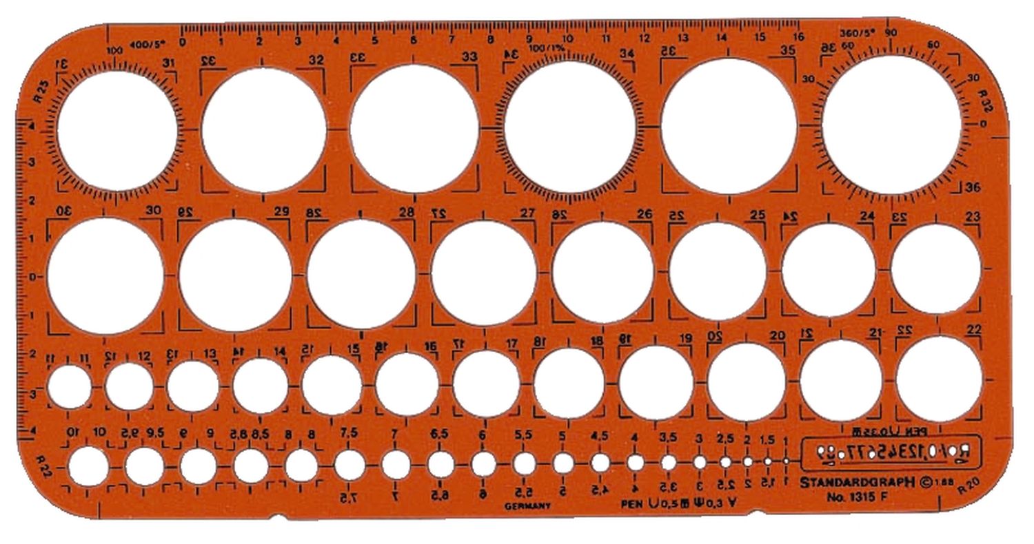 Kreisschablone Ø 1-36 mm (45 Kreise) Kreisschablone Ø 1-36 mm (45 Kreise)