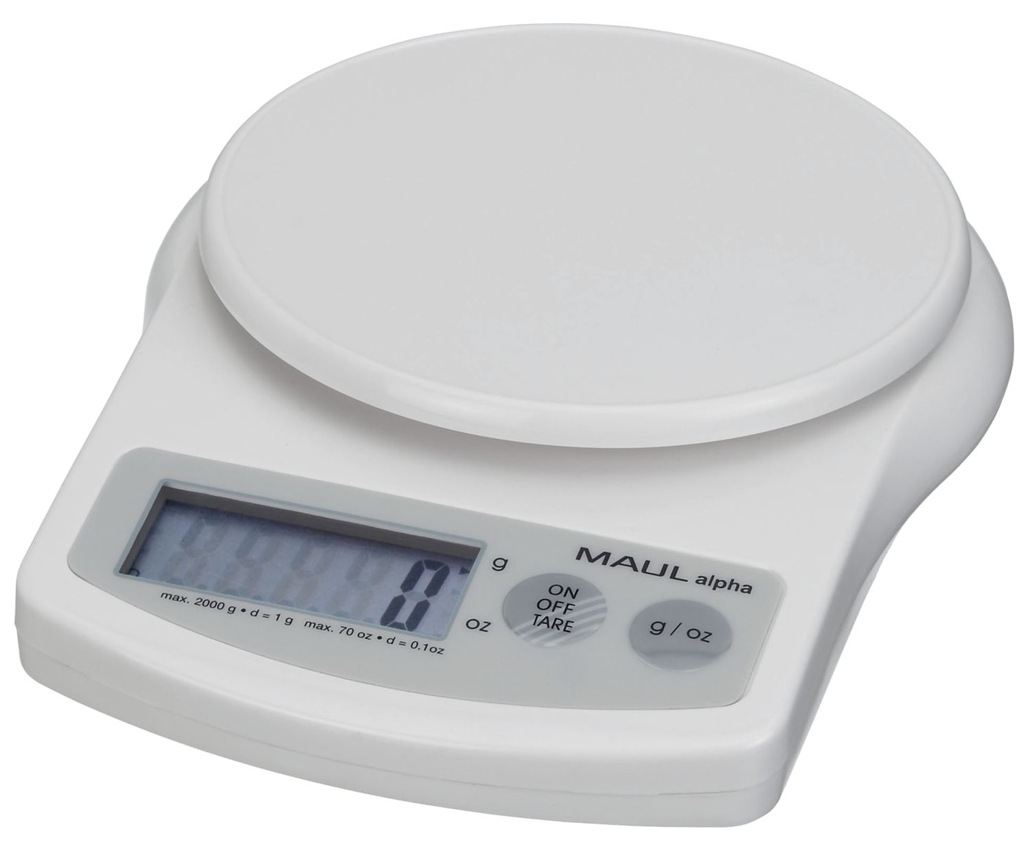 Briefwaage MAULalpha, 2000 g, 1 g, 137 x 36 x 188 mm, weiß Briefwaage MAULalpha, 2000 g, 1 g, 137 x 36 x 188 mm, weiß