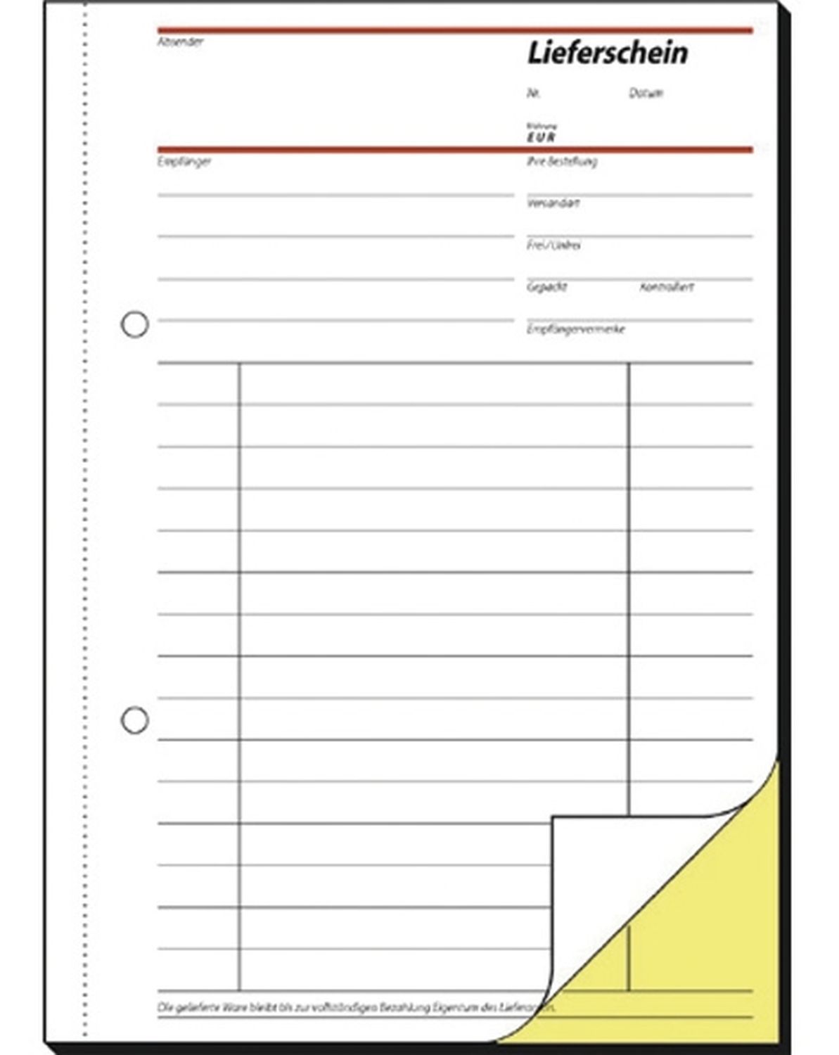 Lieferscheine mit Empfangsschein - A5, 1. und 2. Blatt bedruckt, SD, MP, 2 x 40 Blatt Lieferscheine mit Empfangsschein - A5, 1. und 2. Blatt bedruckt, SD, MP, 2 x 40 Blatt