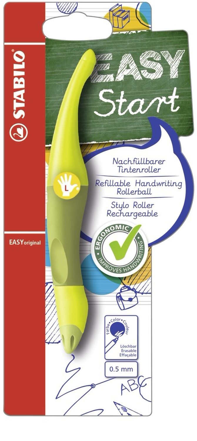 Ergonomischer Tintenroller für Linkshänder - EASYoriginal in limone/grün - Einzelstift - Schreibfarbe blau (löschbar) - inklusive Patrone Ergonomischer Tintenroller für Linkshänder - EASYoriginal in limone/grün - Einzelstift - Schreibfarbe blau (löschbar) - inklusive Patrone