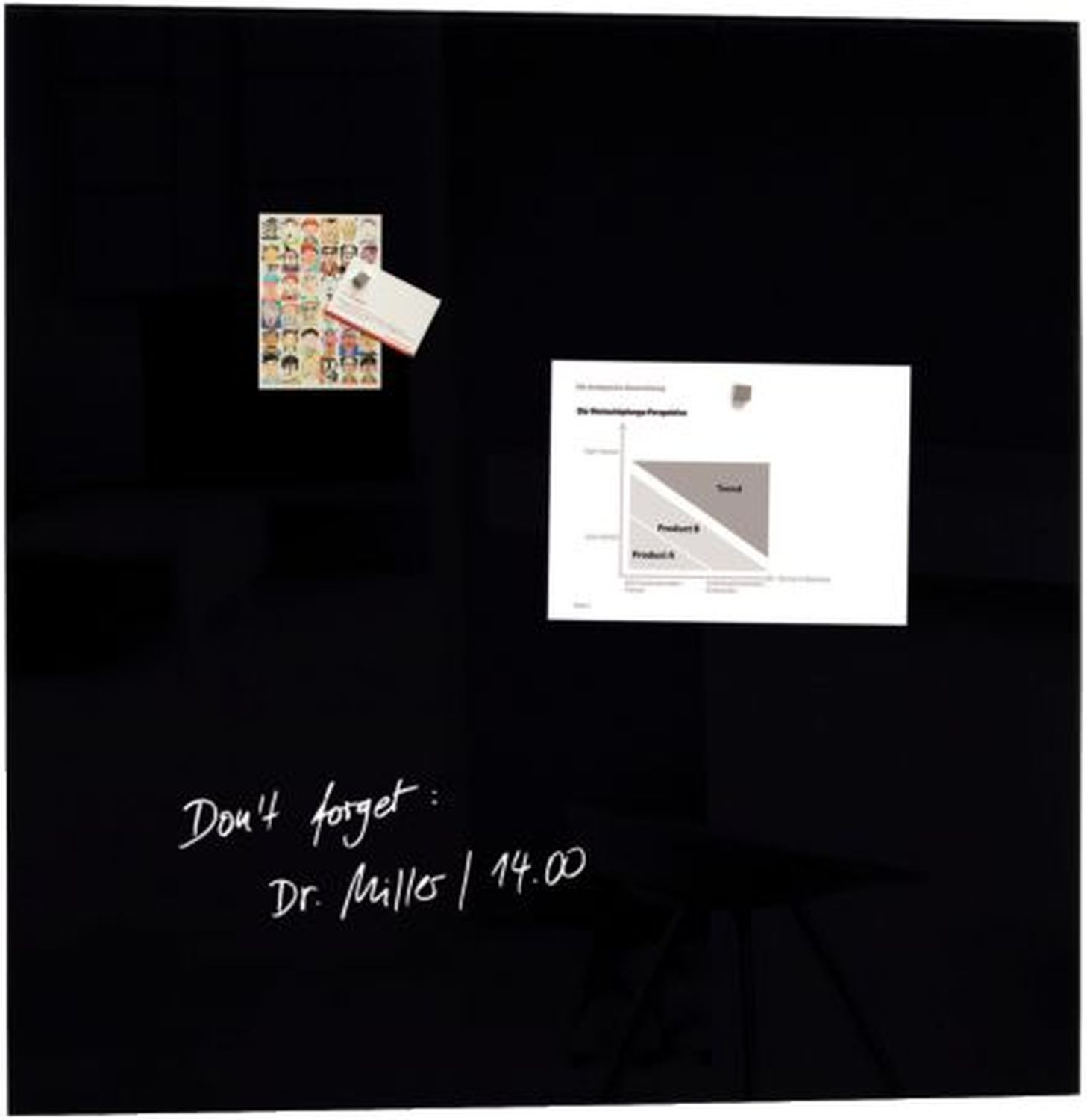 Glas-Magnetboard Artverum - schwarz, 100 x 100 cm Glas-Magnetboard Artverum - schwarz, 100 x 100 cm