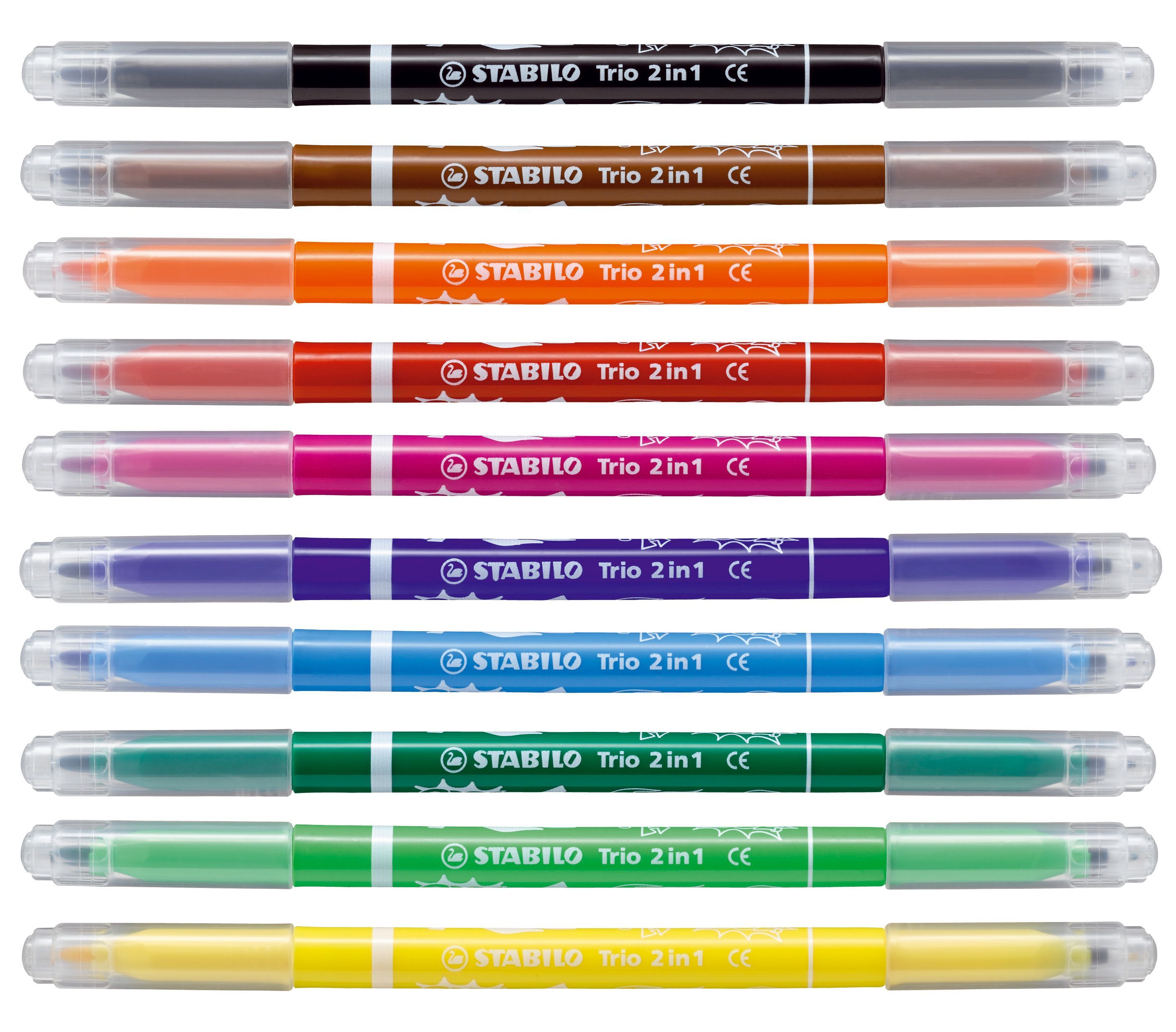 Filzstift und Fineliner in einem - Trio 2 in 1 - 10er Pack mit 10 verschiedenen Farben Filzstift und Fineliner in einem - Trio 2 in 1 - 10er Pack mit 10 verschiedenen Farben