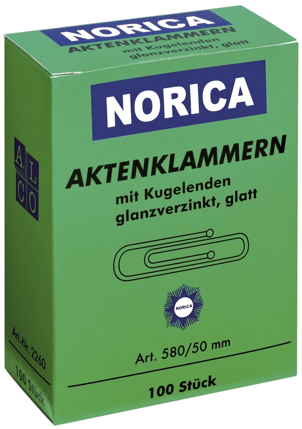 Aktenklammern mit Kugelenden - 50 mm glatt, verzinkt, 100 Stück Aktenklammern mit Kugelenden - 50 mm glatt, verzinkt, 100 Stück