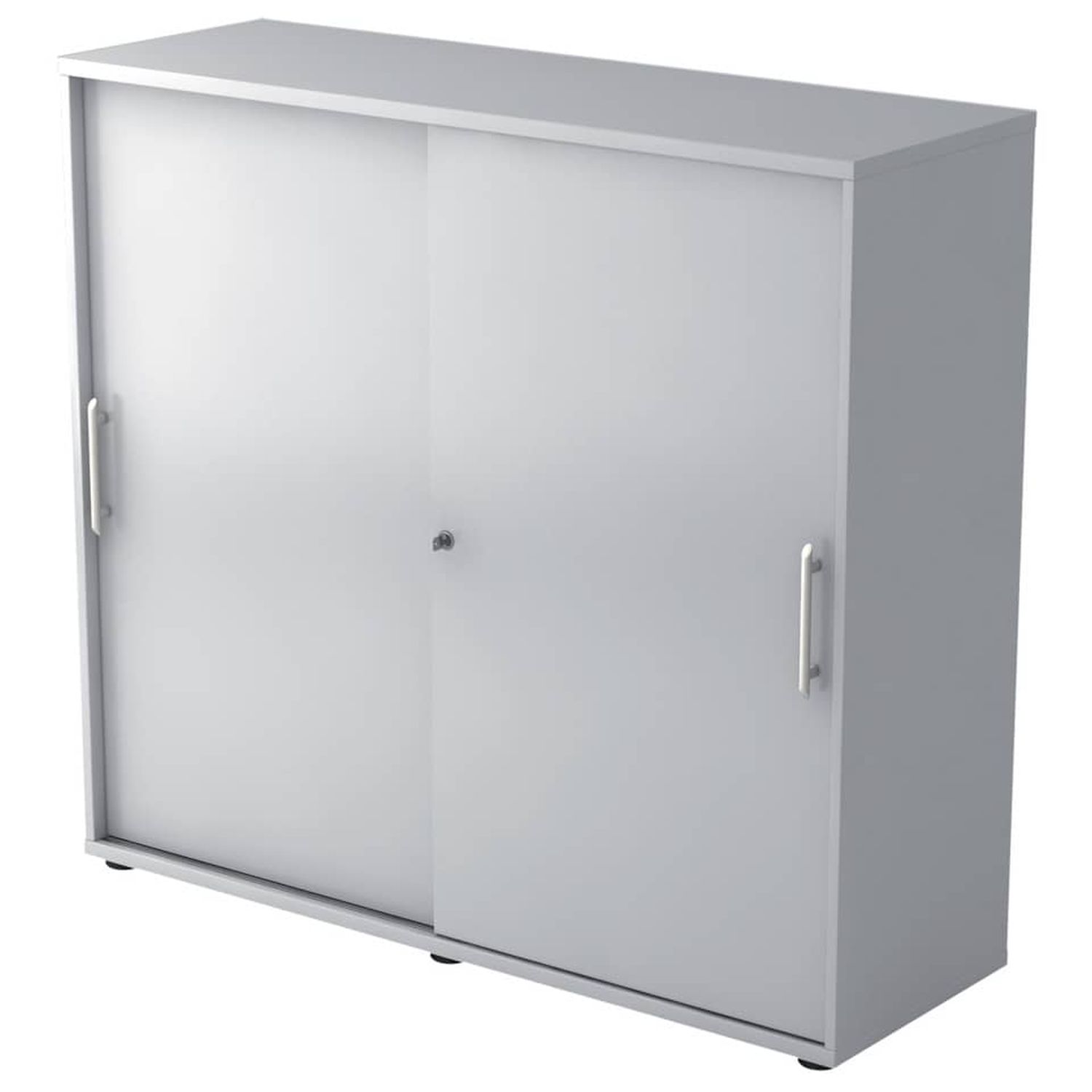 Schiebetürschrank - 3OH, 120 cm, Relinggriff, Grau/Grau