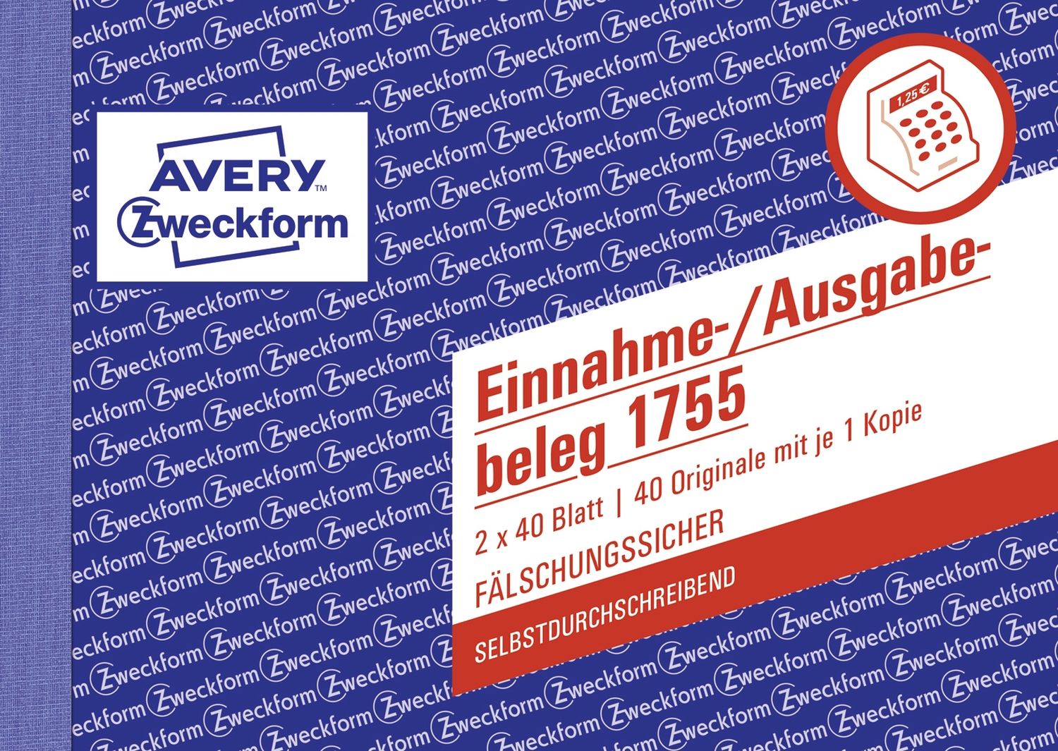 1755 Einnahme-/Ausgabebeleg - A6 quer, SD, MP, fälschungssicher, 2 x 40 Blatt, weiß, gelb 1755 Einnahme-/Ausgabebeleg - A6 quer, SD, MP, fälschungssicher, 2 x 40 Blatt, weiß, gelb
