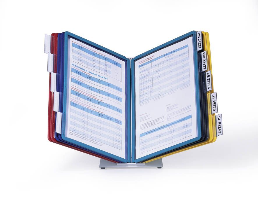 Sichttafelsystem VARIO® TABLE 10 - Tischständer, 10 Sichttafeln A4, sortiert Sichttafelsystem VARIO® TABLE 10 - Tischständer, 10 Sichttafeln A4, sortiert