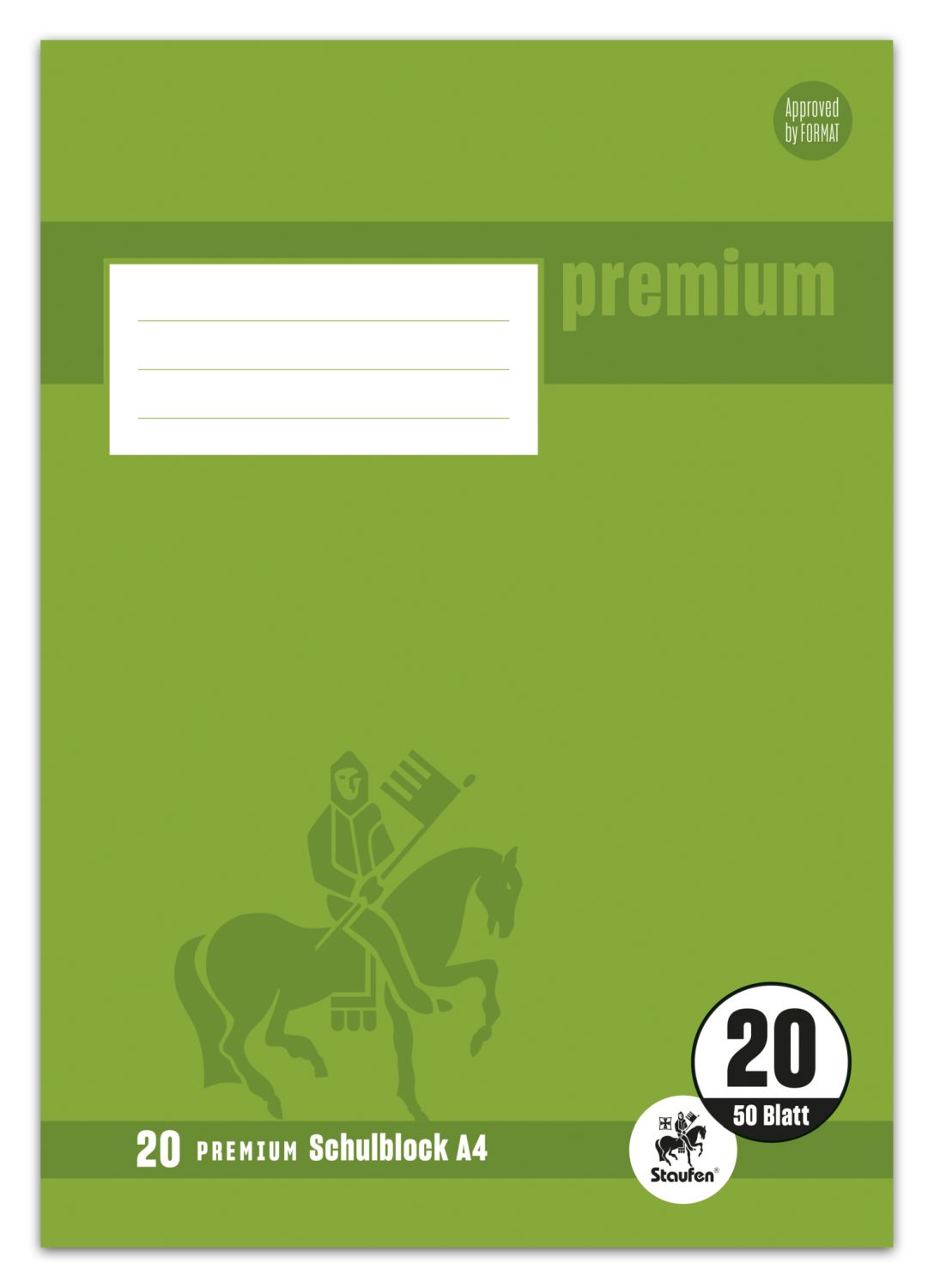 Schulblock PREMIUM LIN 20 - A4, 50 Blatt, 90 g/qm, blanko Schulblock PREMIUM LIN 20 - A4, 50 Blatt, 90 g/qm, blanko