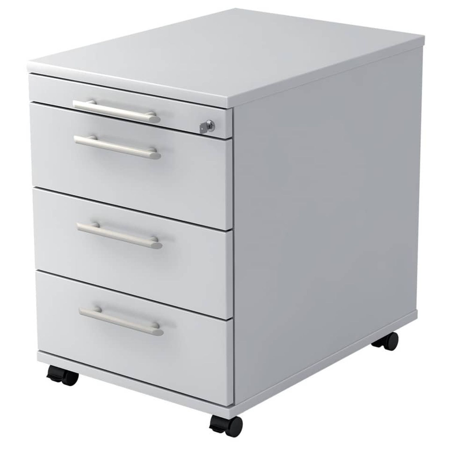 Rollcontainer - 42,8 x 59 x 58 cm, 3 Schübe, Relinggriff, Weiß, mit Montageservice Rollcontainer - 42,8 x 59 x 58 cm, 3 Schübe, Relinggriff, Weiß, mit Montageservice