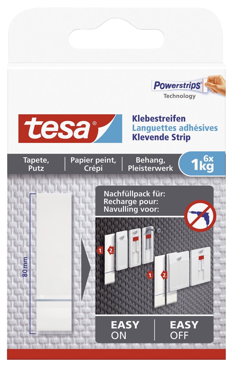 Powerstrips® Klebestreifen - ablösbar, Tragfähigkeit 1 kg, weiß, 6 Stück Powerstrips® Klebestreifen - ablösbar, Tragfähigkeit 1 kg, weiß, 6 Stück