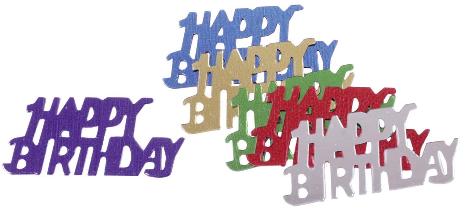 Konfetti Happy Birthday - ca. 32 mm, sortiert Konfetti Happy Birthday - ca. 32 mm, sortiert