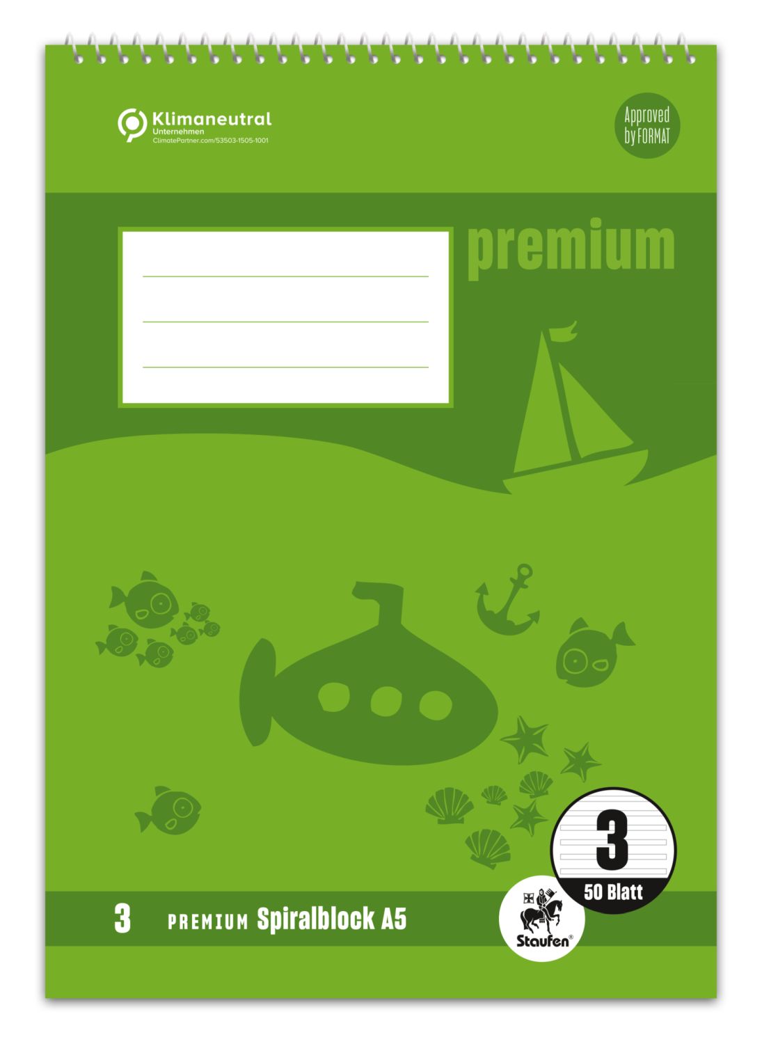 Spiralblock PREMIUM LIN 3 - A5, 40 Blatt, liniert Spiralblock PREMIUM LIN 3 - A5, 40 Blatt, liniert
