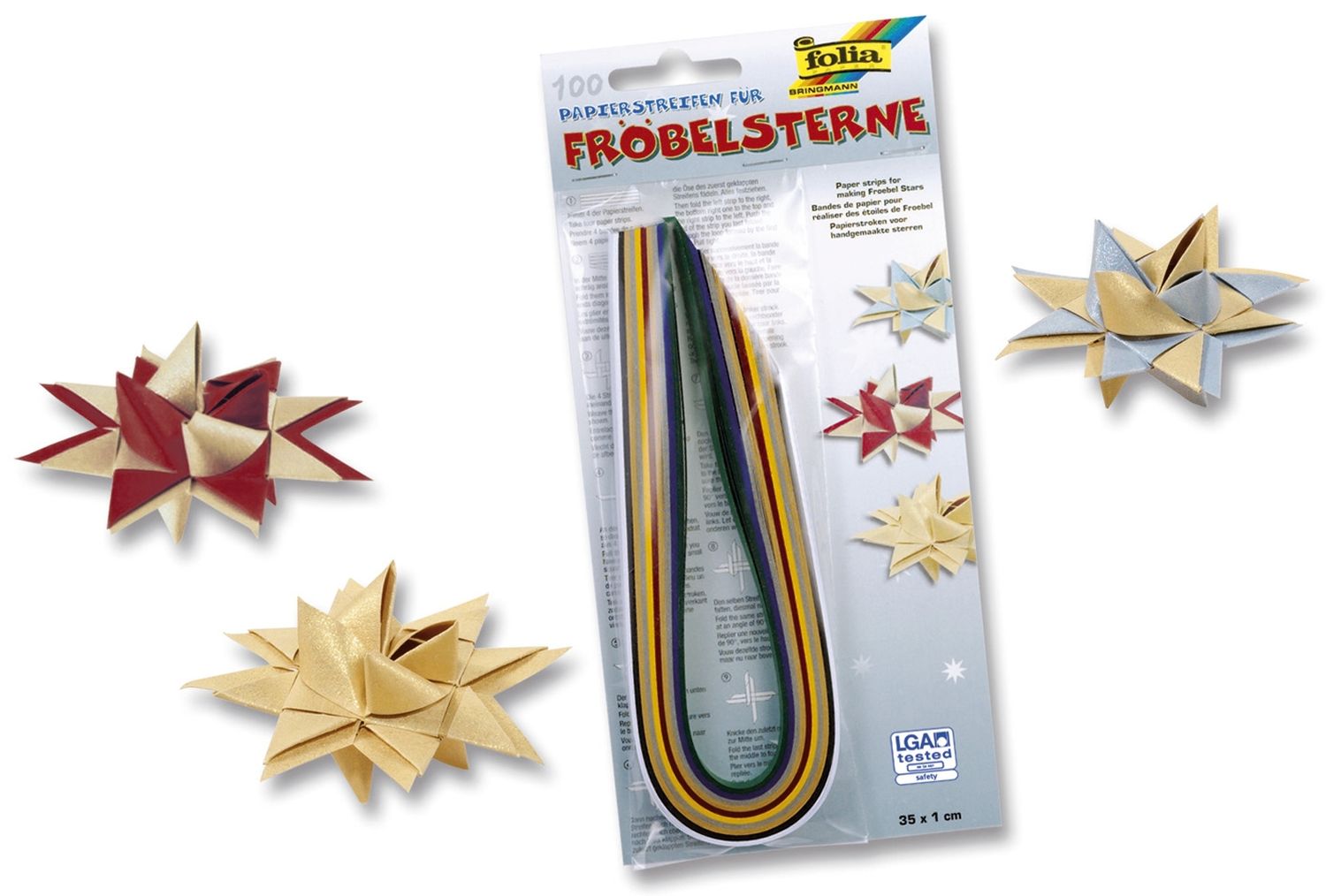 Papierstreifen für Fröbelsterne 130 g/qm, 100 Stück, Weihnachtsfarben sortiert Papierstreifen für Fröbelsterne 130 g/qm, 100 Stück, Weihnachtsfarben sortiert