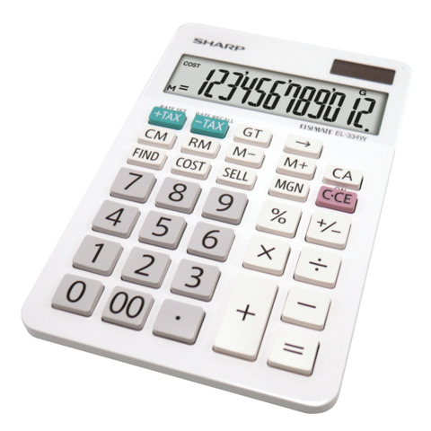 Taschenrechner Sharp EL-334W, 12-stellig, weiß