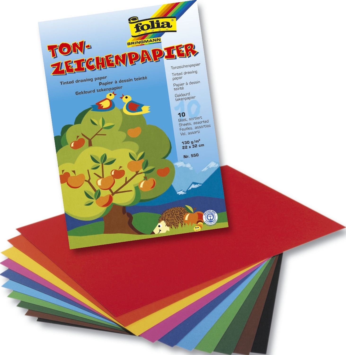 Tonpapier - 22 x 32 cm, 10 Farben sortiert Tonpapier - 22 x 32 cm, 10 Farben sortiert